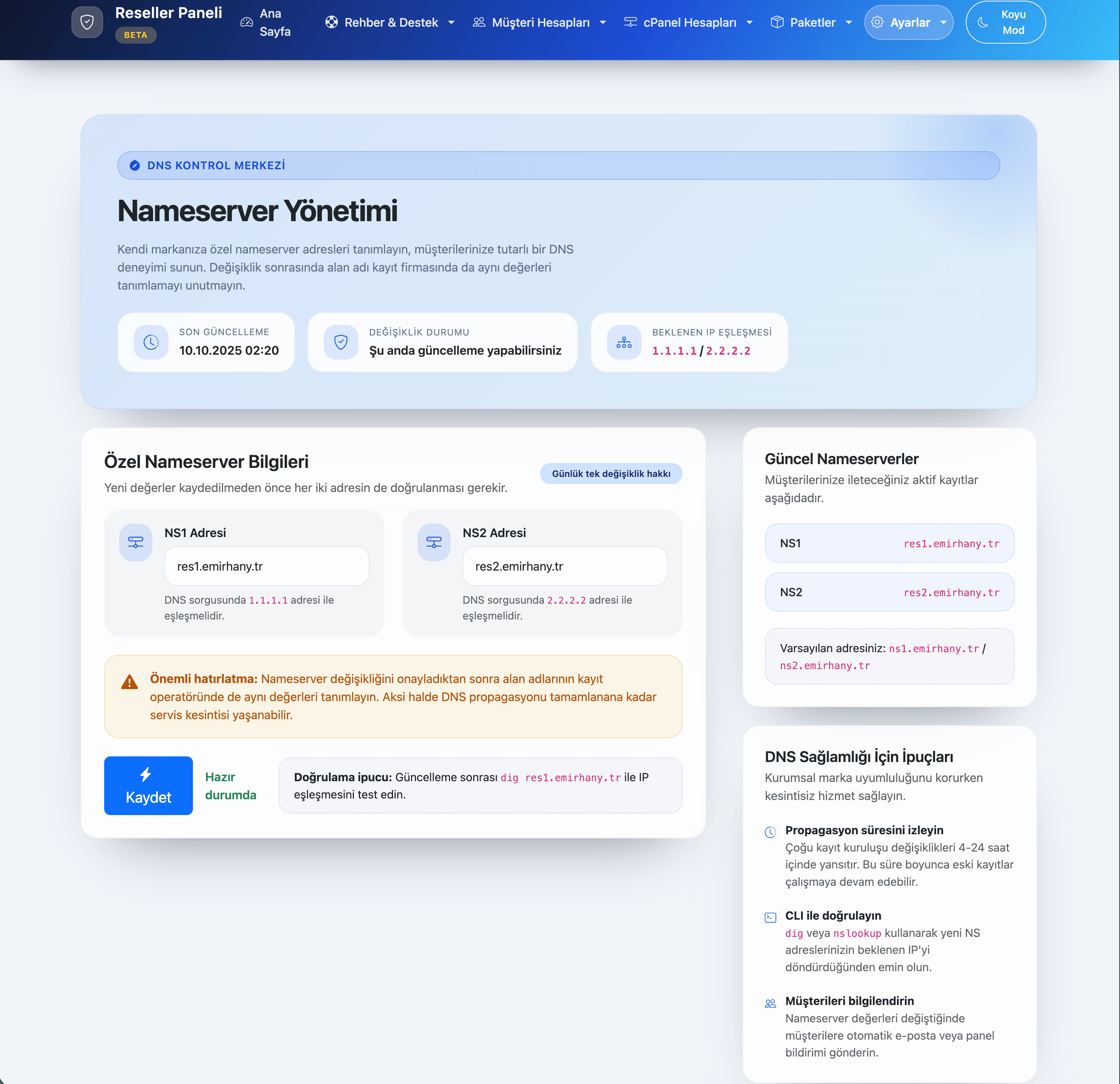 Markaya özel NS ve servis yapılandırmaları